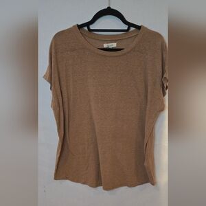 3/$25 Madewell Linen Brown Casual Tee Tshirt Size L